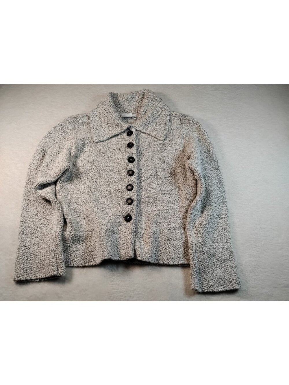 Vtg Habitat Chunky Cardigan Heavyweight Outdoor School Size S Marled Gray White